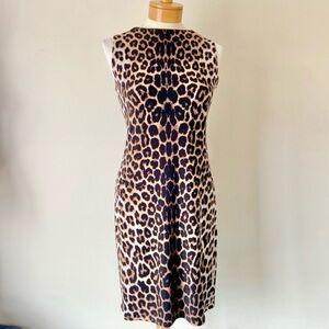 EVA VARRO Women's Leopard Print Sleeveless Dress Round Neck Size Medium